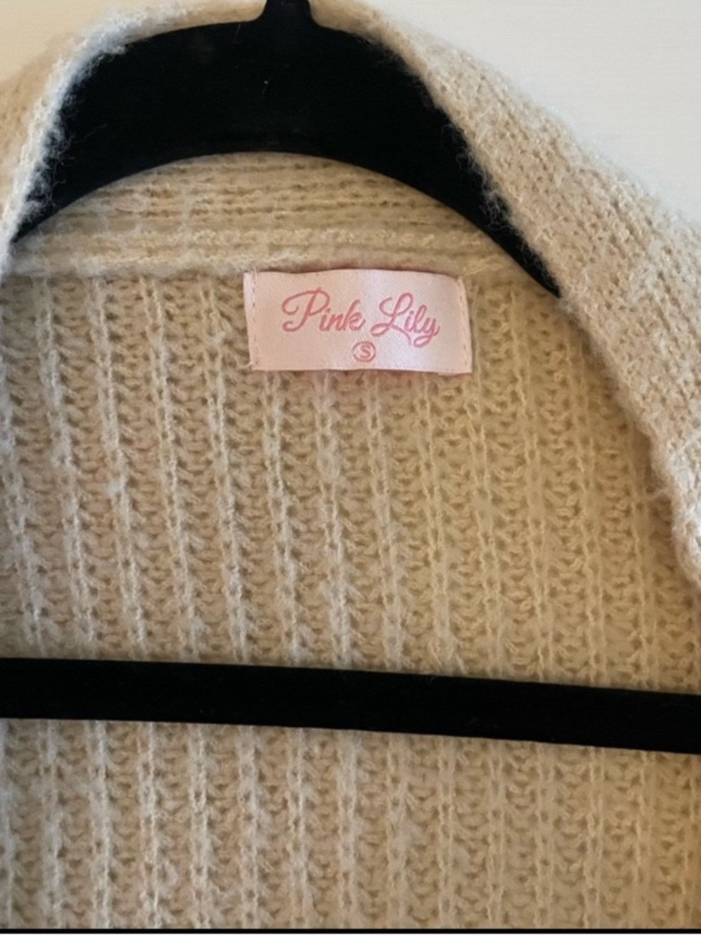 Pink Lily Cream Knit Tie-Waist Cardigan Sweater - Picture 2 of 4